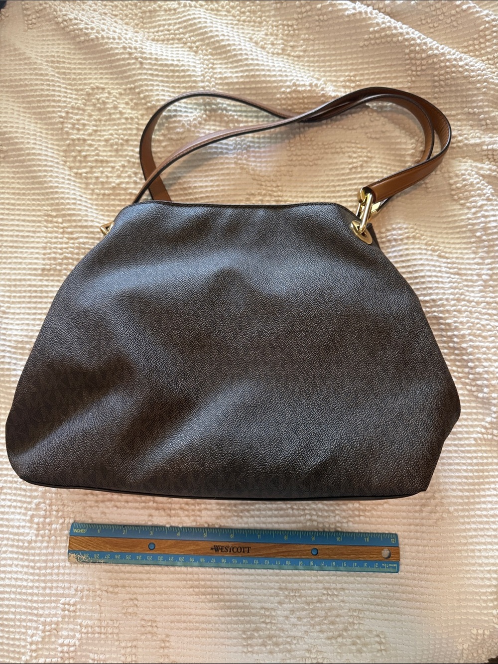 Michael Kors Dark Brown Shoulder BOHO Tote with Gold Hardware - Picture 3 of 5